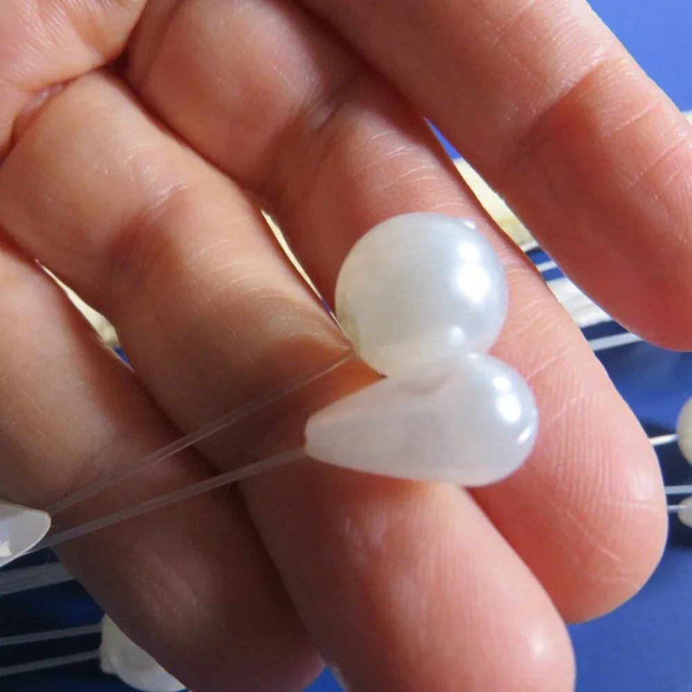 Pearl Cascading Floral Pick (has some wire but mostly clear filament) vintage